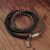 سوار يد من خشب الأبنوس التبتي والنحاس متعدد الطبقات للشفاء Tibetan Ebony Wood Beads Copper Multilayered Healing Bracelet