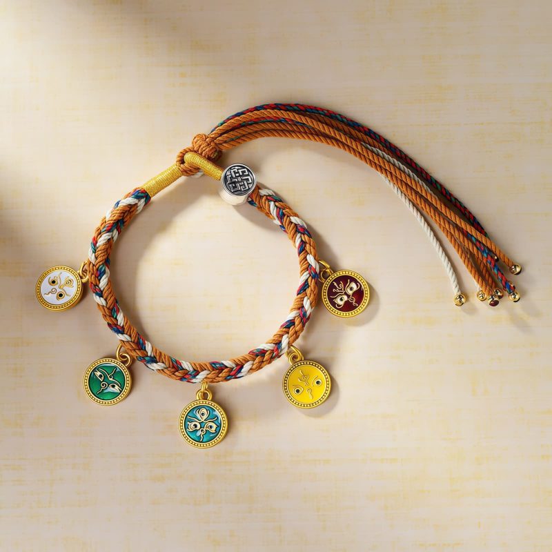 Pulsera Tibetana de los Cinco Dioses de la Riqueza Tibetan Five Gods of Wealth Multicolored Rope Bracelet