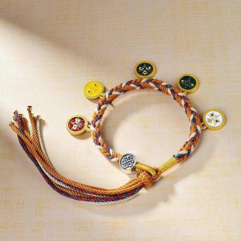 Pulsera Tibetana de los Cinco Dioses de la Riqueza Tibetan Five Gods of Wealth Multicolored Rope Bracelet