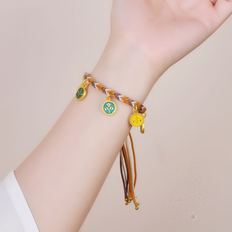 Pulsera Tibetana de los Cinco Dioses de la Riqueza Tibetan Five Gods of Wealth Multicolored Rope Bracelet