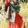 Chal Chalina con Estampado de Hojas Florales Tibetanas Tibetan Floral Leaves Pattern Shawl
