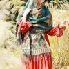 Chal Chalina con Estampado de Hojas Florales Tibetanas Tibetan Floral Leaves Pattern Shawl