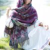 Chal Chalina con Estampado de Hojas Florales Tibetanas Tibetan Floral Leaves Pattern Shawl