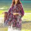 Chal Chalina con Estampado de Hojas Florales Tibetanas Tibetan Floral Leaves Pattern Shawl