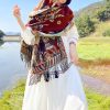 Chal Chalina con Estampado de Hojas Florales Tibetanas Tibetan Floral Leaves Pattern Shawl