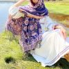 Chal Chalina con Estampado de Hojas Florales Tibetanas Tibetan Floral Leaves Pattern Shawl