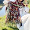 Chal Chalina con Estampado de Hojas Florales Tibetanas Tibetan Floral Leaves Pattern Shawl