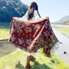 Chal Chalina con Estampado de Hojas Florales Tibetanas Tibetan Floral Leaves Pattern Shawl