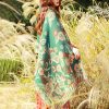 Chal Chalina con Estampado de Hojas Florales Tibetanas Tibetan Floral Leaves Pattern Shawl