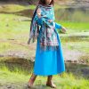 Chal Chalina con Estampado de Hojas Florales Tibetanas Tibetan Floral Leaves Pattern Shawl