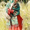 Chal Chalina con Estampado de Hojas Florales Tibetanas Tibetan Floral Leaves Pattern Shawl