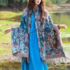 Chal Chalina con Estampado de Hojas Florales Tibetanas Tibetan Floral Leaves Pattern Shawl