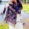 Chal Chalina con Estampado de Hojas Florales Tibetanas Tibetan Floral Leaves Pattern Shawl