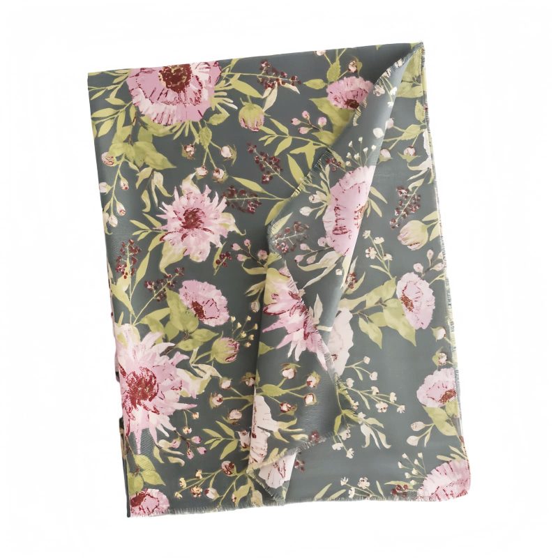 Chal Tibético con Estampado de Flores en Flor Tibetan Shawl Blooming Flowers Print Scarf