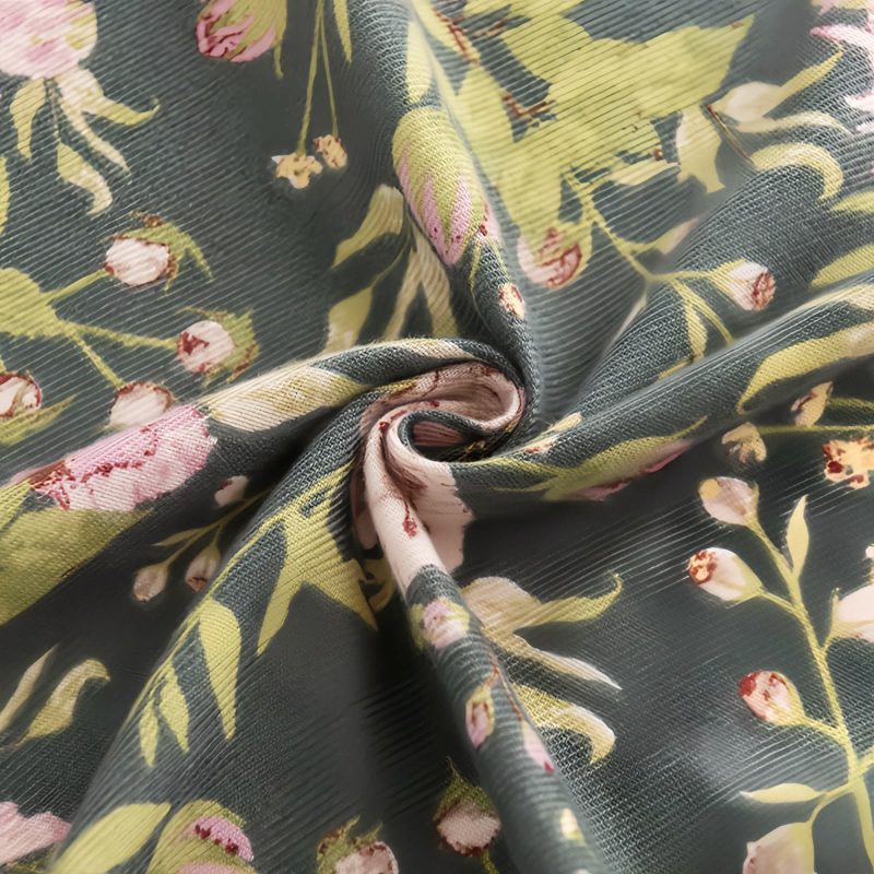 Chal Tibético con Estampado de Flores en Flor Tibetan Shawl Blooming Flowers Print Scarf