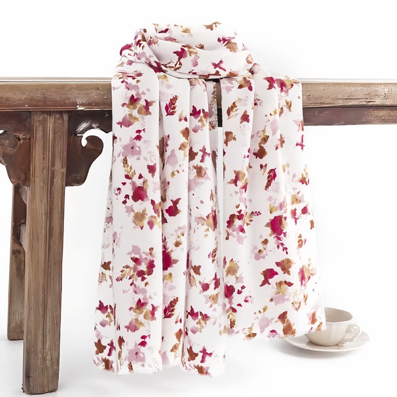 チベットフラワーウィンターショールラップ Tibetan Floral Winter Shawl Wrap