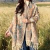 Chale de borlas con ramas de flores tibetanas Tibetan Flower Branch Tassel Shawl