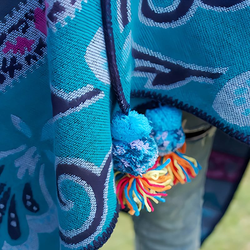 Chalina Tibetana con Diseño Floral Geométrico Tibetan Geometric Floral Design Shawl