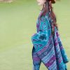 Chalina Tibetana con Diseño Floral Geométrico Tibetan Geometric Floral Design Shawl