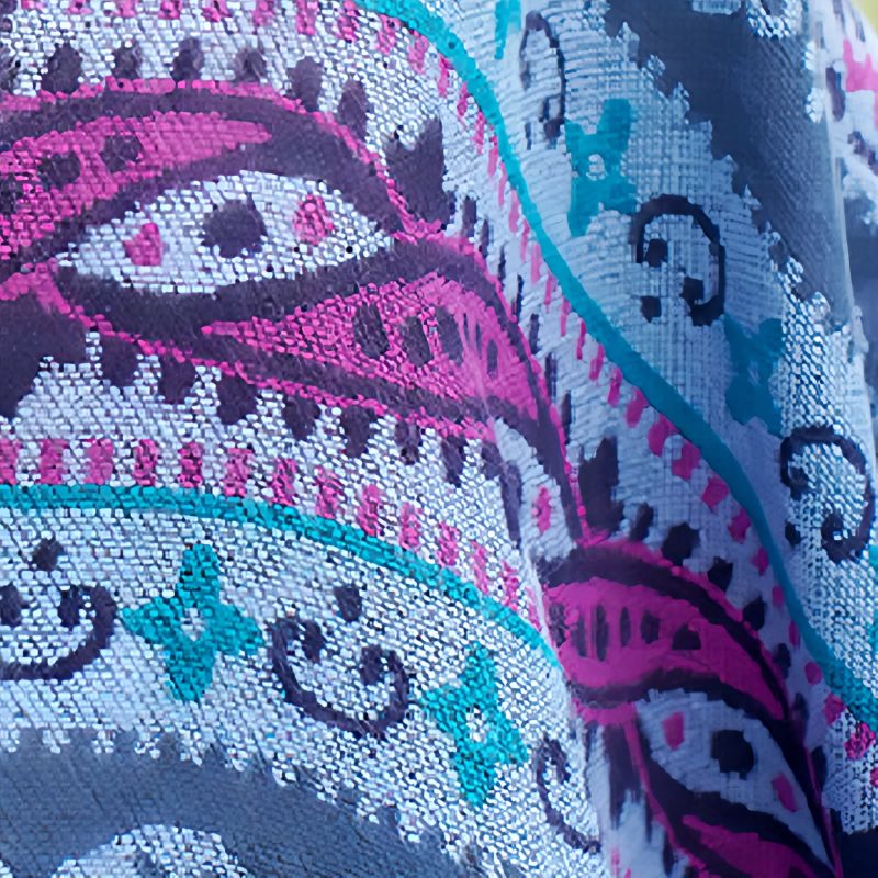 Chalina Tibetana con Diseño Floral Geométrico Tibetan Geometric Floral Design Shawl