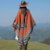 Chaleco Tibetano Geométrico Naranja Tibetan Geometric Orange Shawl
