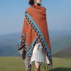 Chaleco Tibetano Geométrico Naranja Tibetan Geometric Orange Shawl