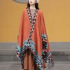 Chaleco Tibetano Geométrico Naranja Tibetan Geometric Orange Shawl