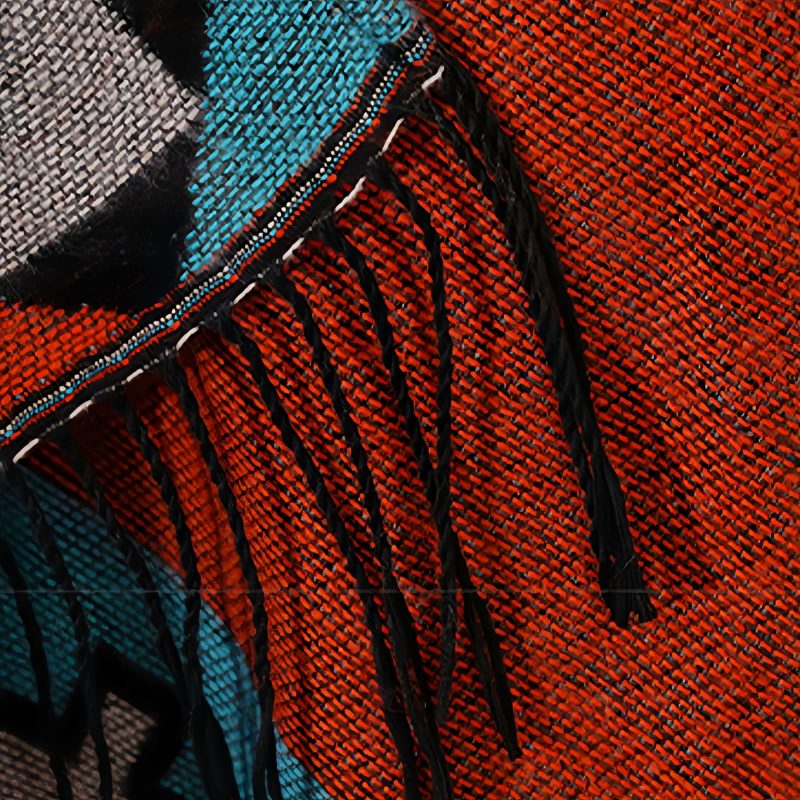 Chaleco Tibetano Geométrico Naranja Tibetan Geometric Orange Shawl