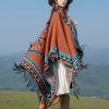 Chaleco Tibetano Geométrico Naranja Tibetan Geometric Orange Shawl