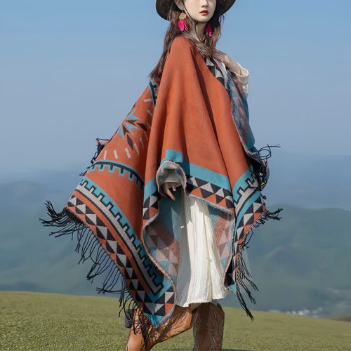 Chaleco Tibetano Geométrico Naranja Chaleco Tibetano Geométrico Naranja