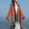 Chaleco Tibetano Geométrico Naranja Tibetan Geometric Orange Shawl