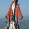 Chaleco Tibetano Geométrico Naranja Tibetan Geometric Orange Shawl