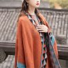Chaleco Tibetano Geométrico Naranja Tibetan Geometric Orange Shawl