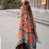 Chaleco Tibetano Geométrico Naranja Tibetan Geometric Orange Shawl