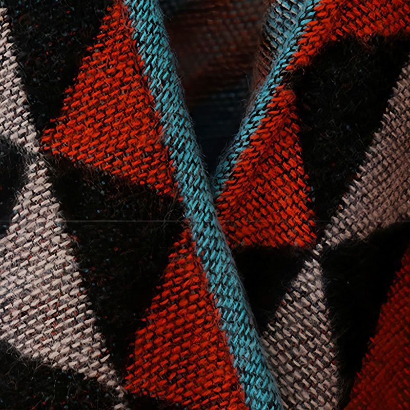 Chaleco Tibetano Geométrico Naranja Tibetan Geometric Orange Shawl