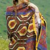 Chal Chal de Patrón Geométrico Tibetano Tibetan Geometric Pattern Shawl