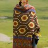 Chal Chal de Patrón Geométrico Tibetano Tibetan Geometric Pattern Shawl