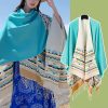 Chale Tibetano con Borlas Geométricas Tibetan Geometric Tassel Shawl