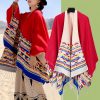 Chale Tibetano con Borlas Geométricas Tibetan Geometric Tassel Shawl