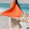 Chale Tibetano con Borlas Geométricas Tibetan Geometric Tassel Shawl