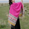 Chale Tibetano con Borlas Geométricas Tibetan Geometric Tassel Shawl