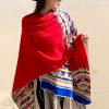 Chale Tibetano con Borlas Geométricas Tibetan Geometric Tassel Shawl