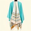 Chale Tibetano con Borlas Geométricas Tibetan Geometric Tassel Shawl