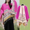 Chale Tibetano con Borlas Geométricas Tibetan Geometric Tassel Shawl