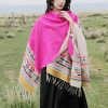 Chale Tibetano con Borlas Geométricas Tibetan Geometric Tassel Shawl