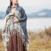 Chale Tibetano con Borlas Geométricas Tibetan Geometric Tassel Shawl