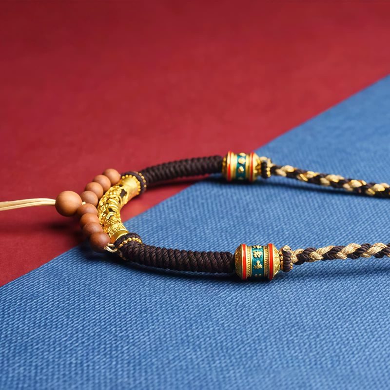 Collar con Rueda de Oración del Nudo del Rey Kong Om Mani Padme Hum Tibetano Tibetan King Kong Knot Om Mani Padme Hum Prayer Wheel Necklace
