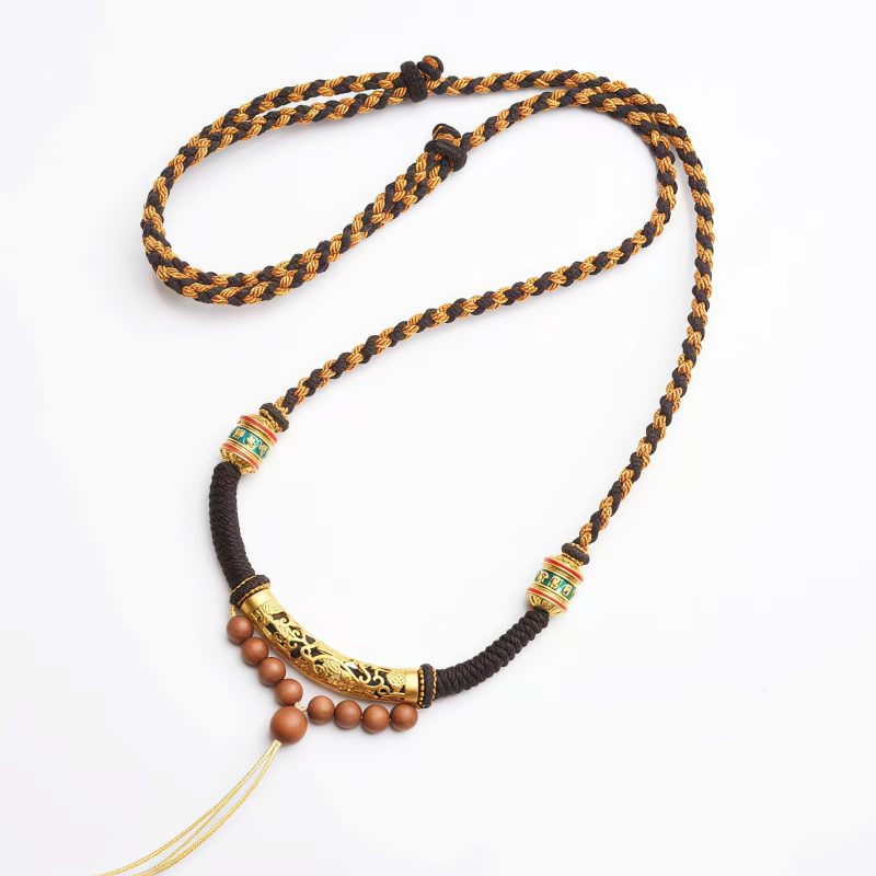 Collar con Rueda de Oración del Nudo del Rey Kong Om Mani Padme Hum Tibetano Tibetan King Kong Knot Om Mani Padme Hum Prayer Wheel Necklace