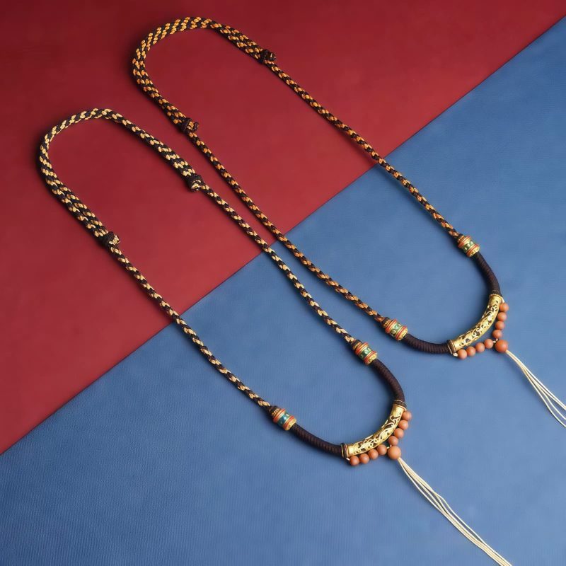 Collar con Rueda de Oración del Nudo del Rey Kong Om Mani Padme Hum Tibetano Tibetan King Kong Knot Om Mani Padme Hum Prayer Wheel Necklace