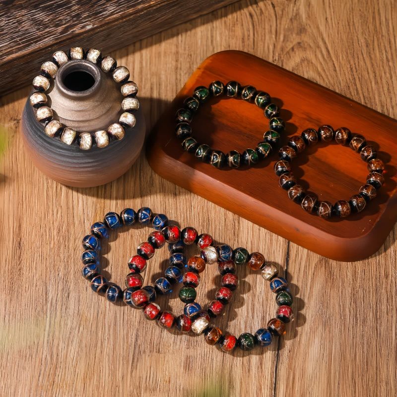 Gelang Kekayaan Keberuntungan Kaca Liuli Tibet Tibetan Liuli Glass Luck Wealth Bracelet